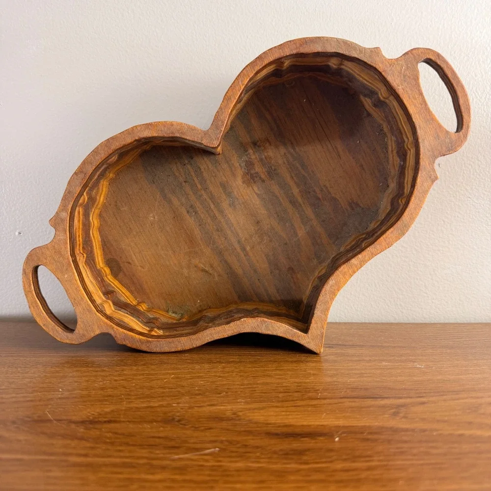 Vintage Handcrafted Wood Bowl Rustic Centerpiece Fruit Catchall Decor